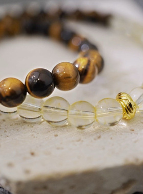源200+！现119！虎眼石搭配黄水晶手串 设计师款 显白又高级纯元