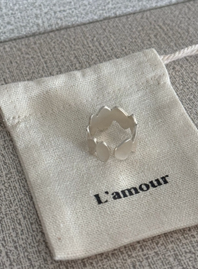 L'amour不规则圆片戒指鱼鳞亮片纯银开口戒指ins轻奢小众设计韩代