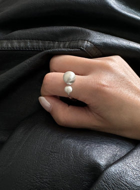 L'amour纯银双珠拉丝开口韩国ins博主同款小众设计感高级感戒指女