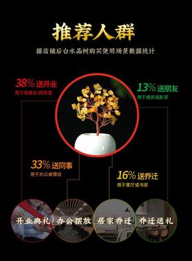 灵机生活馆黄水晶摆件工位金钱树办公室摇钱树礼物招财桌面小