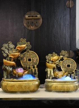 招财水车风水轮流水生财循环水摆件开业礼物聚宝盆发财树球摇钱树