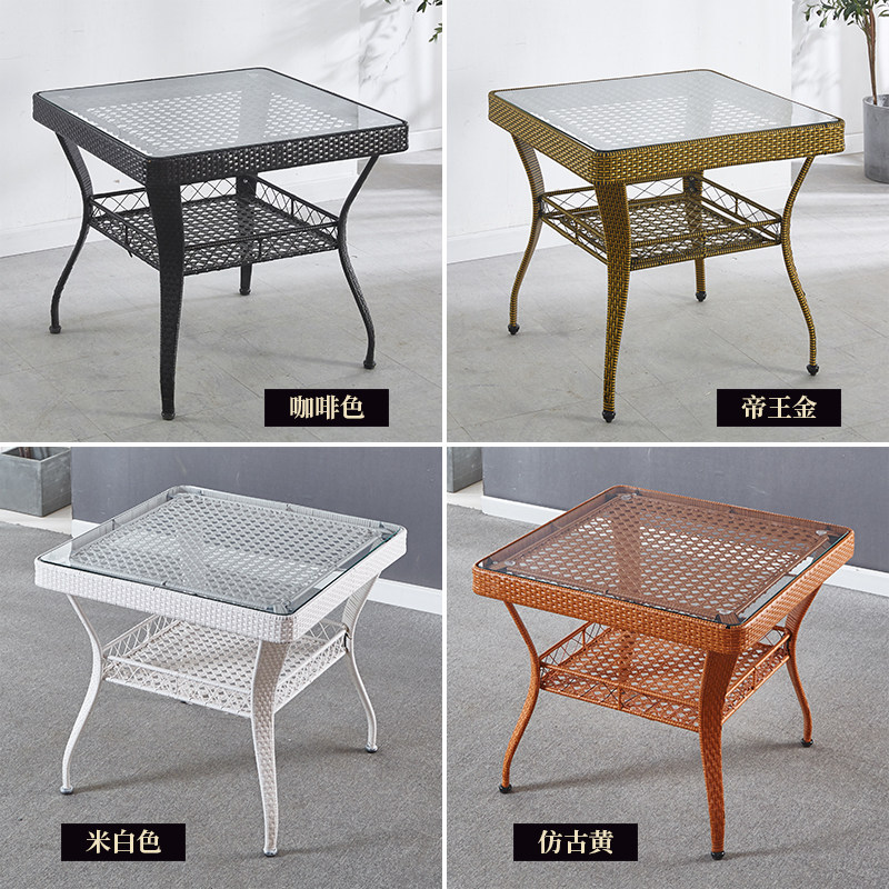 简约阳台方桌茶几小桌子户外储物藤圆桌钢化玻璃小边几手工藤编椅,淘宝优惠券,粉丝福利购,淘宝优惠卷