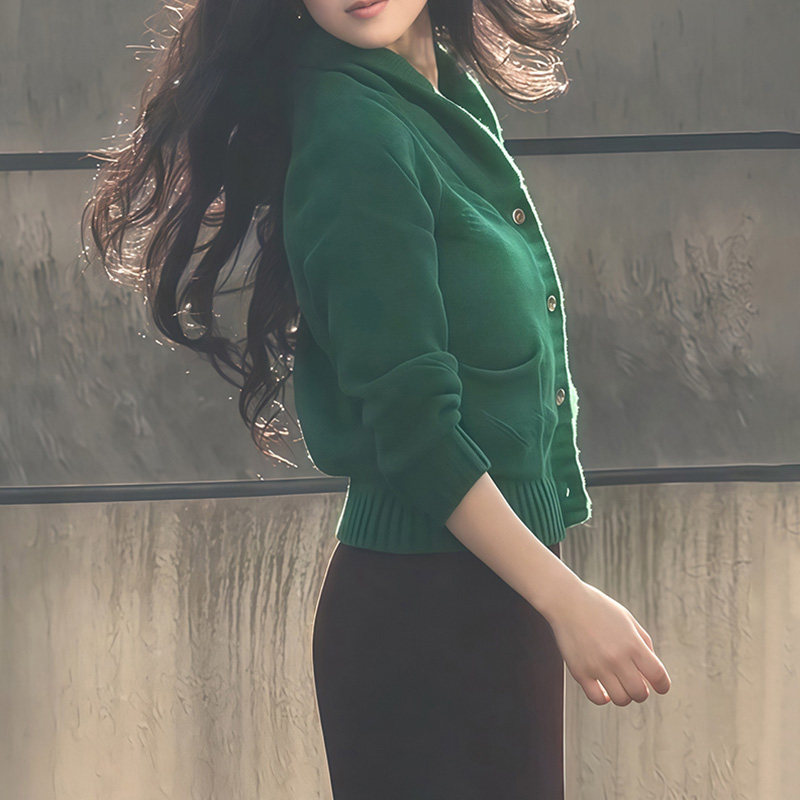 韩系时尚气质慵懒V领针织毛衣女春季复古气质修身单排扣开衫上衣,淘宝优惠券,粉丝福利购,淘宝优惠卷
