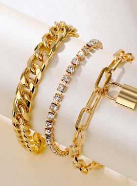 亚马逊新款手链套装女 欧美多层手链复古简约流苏手饰女跨境饰品