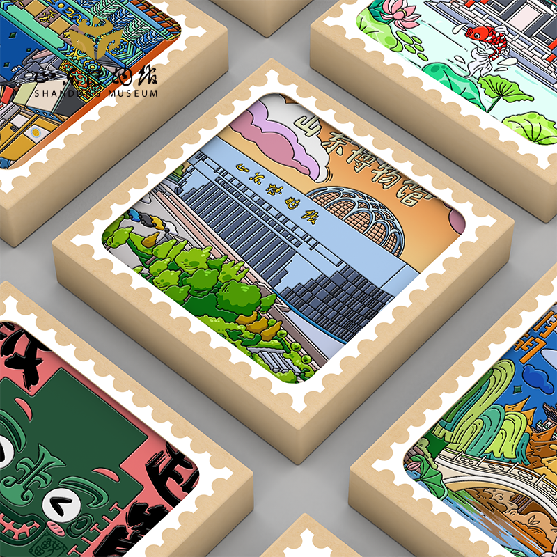 山东博物馆文创 陶瓷釉彩冰箱贴济南旅游趵突泉大明湖纪念品礼物