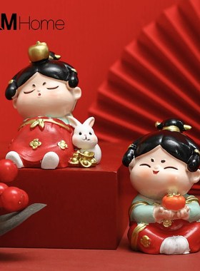 治愈系古风唐仕女小摆件创意家居客厅办公室工位桌面可爱装饰摆设