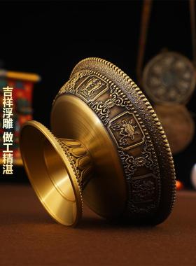 藏式精品黄铜八吉祥护法杯密宗供佛用品圣水供水杯佛前供杯大小号
