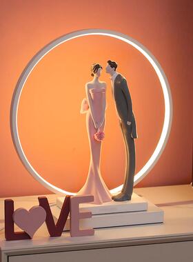 创意婚房间装饰摆件闺蜜结婚礼物送新人新婚礼品实用长明床头台灯