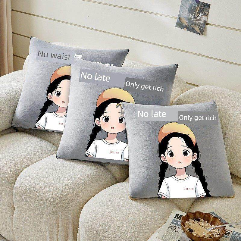 枕头被两用加厚两合一秋冬办公室空调毯午睡毯珊瑚绒车被羊毛衬里,淘宝优惠券,粉丝福利购,淘宝优惠卷