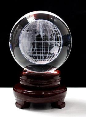 水晶玻璃球3D内雕地球仪创意家居摆饰毕业教师节送老师可定制礼品