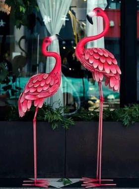 北欧ins火烈鸟大摆件创意花园网红店铺橱窗布置装饰婚庆拍照道具