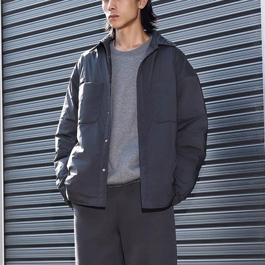 PUMA彪马宽松休闲衬衫式夹棉内胆男女秋冬格雷运动棉衣 633477-44