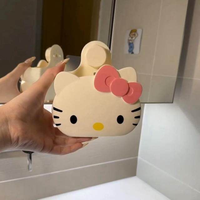 Cat bathroom toothpaste toothbrush wall hanging rack without punching bathroom drainage cartoon storage box