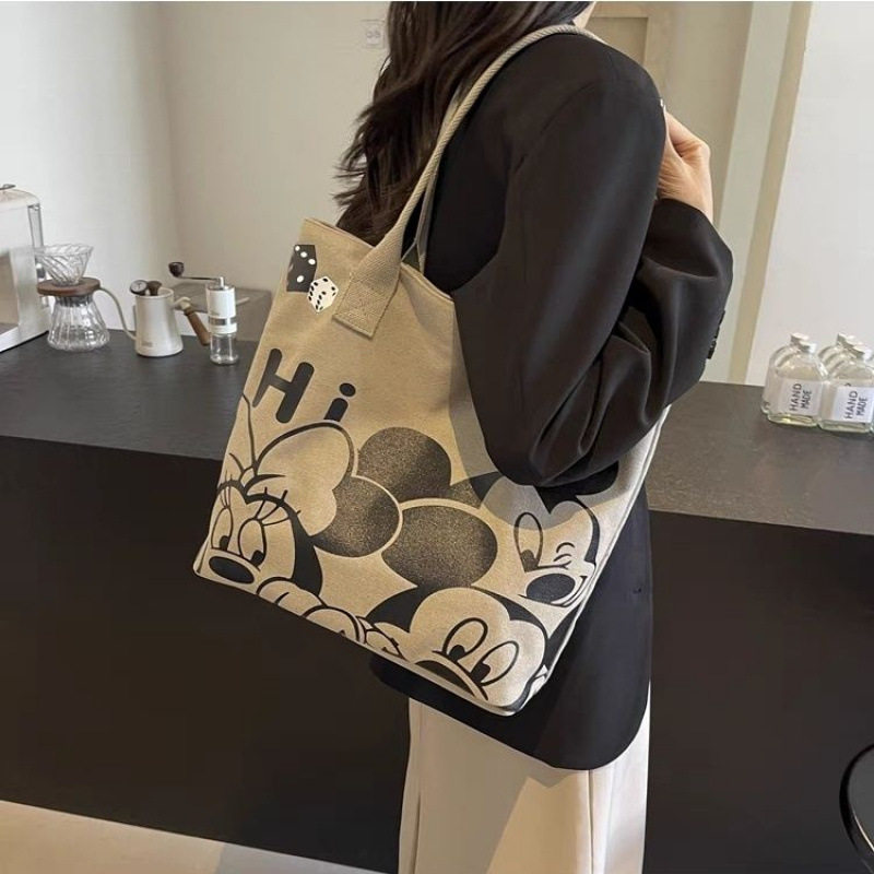 日系卡通帆布包包女2025新款大容量手提袋学生上班通勤单肩托特包,淘宝优惠券,粉丝福利购,淘宝优惠卷