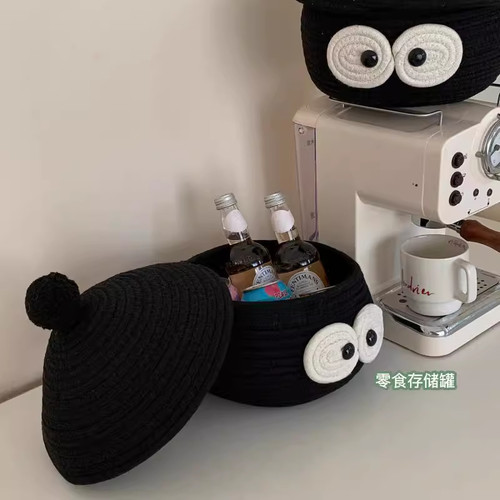 客厅桌面收纳盒卡通可爱编织收纳筐杂物茶几摆件零食化妆品收纳箱 - 图3