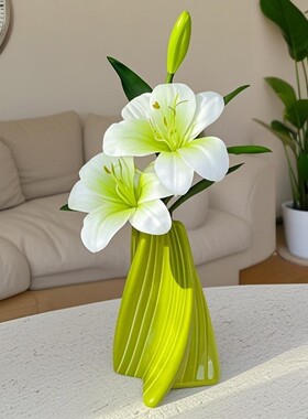 仿真百合花绿植物装饰花卉摆设客厅花瓶轻奢高端假花花艺摆件