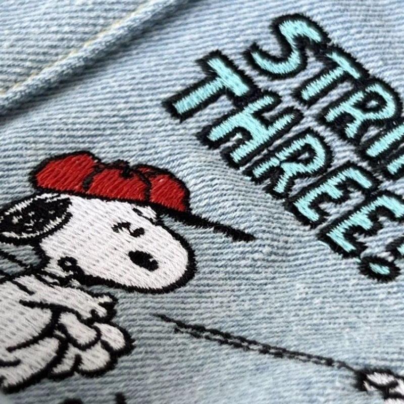 史努比刺绣日系可爱帆布包宝妈外出手拎包便当包上班族手提包女 - 图3