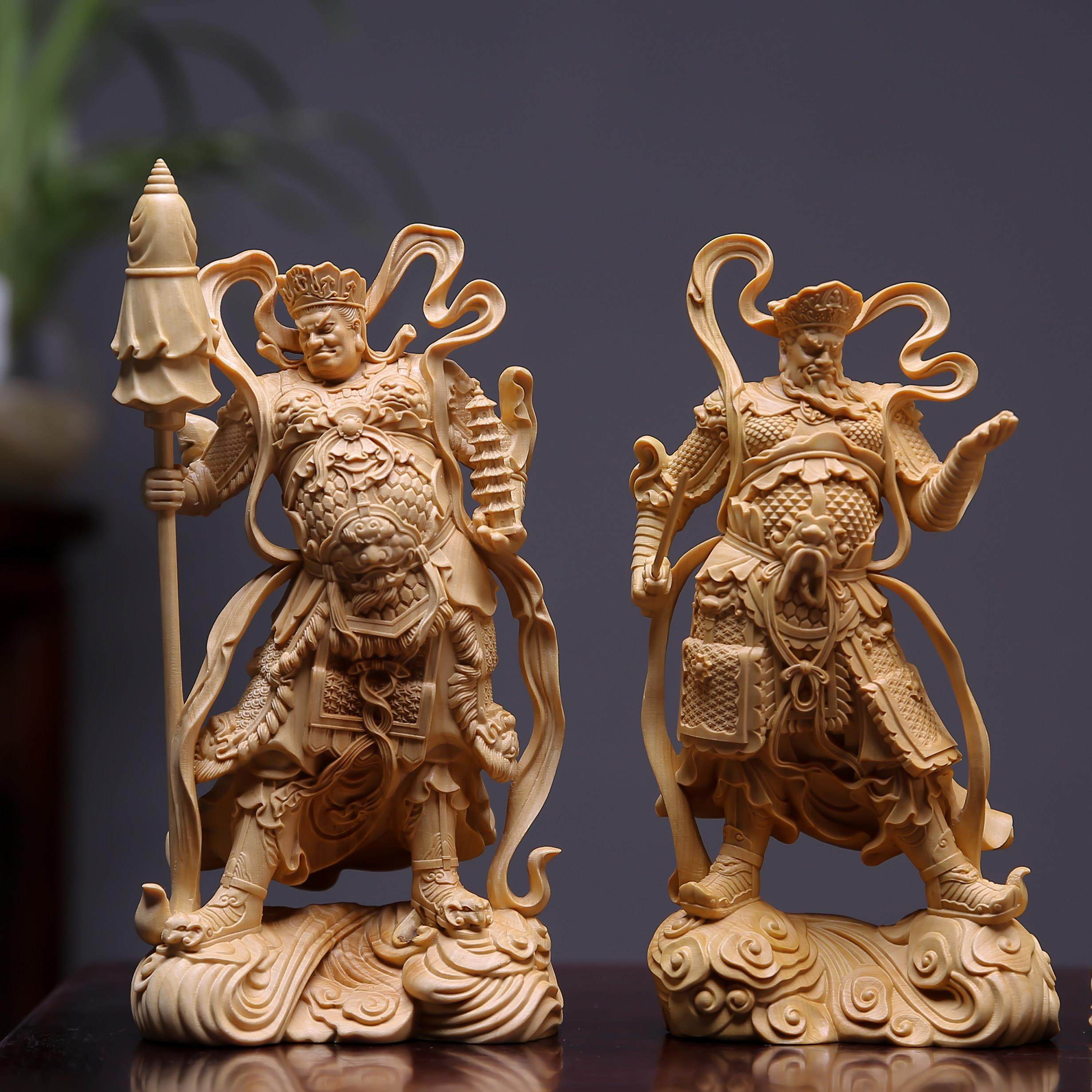 正宗小叶黄杨木雕四大天王金刚守门神摆件风调雨顺佛像家居装饰品,淘宝优惠券,粉丝福利购,淘宝优惠卷
