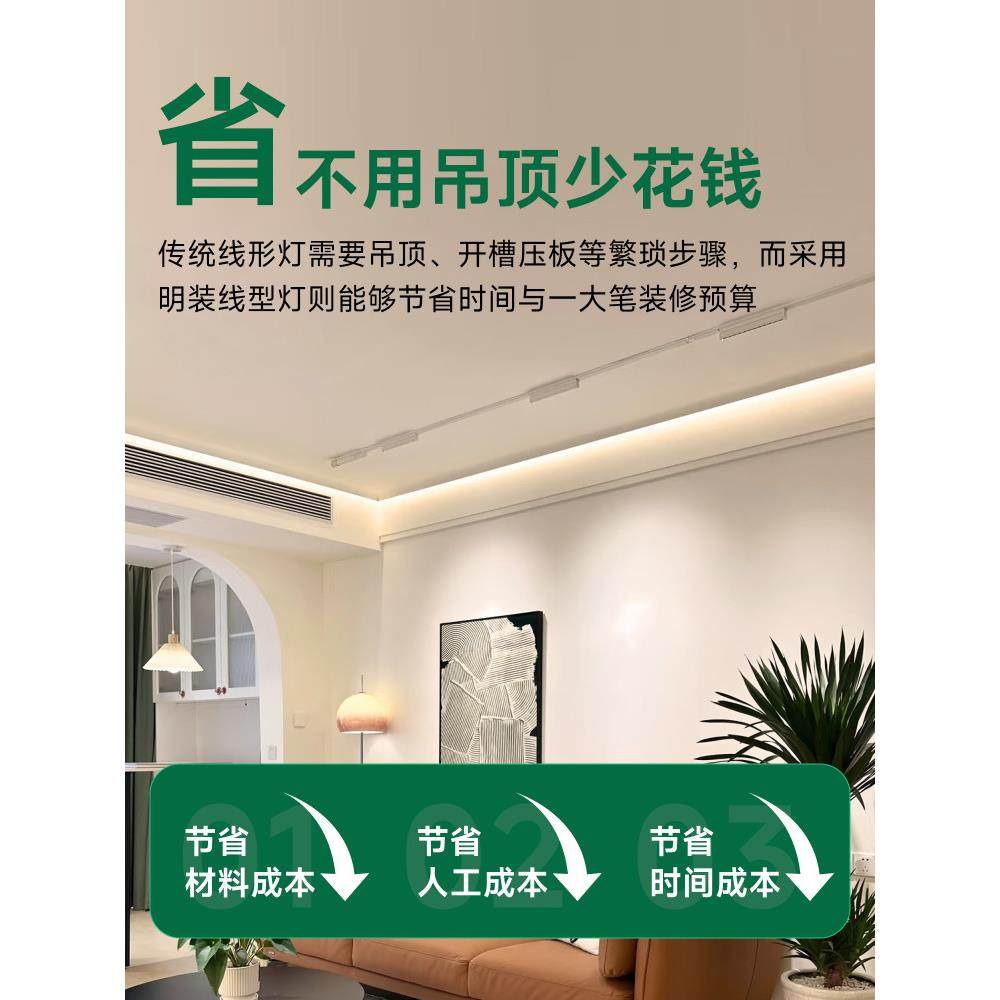 免吊顶洗墙灯护墙板明装反光灯槽顶角灯免开槽石膏线回光灯无主灯,淘宝优惠券,粉丝福利购,淘宝优惠卷