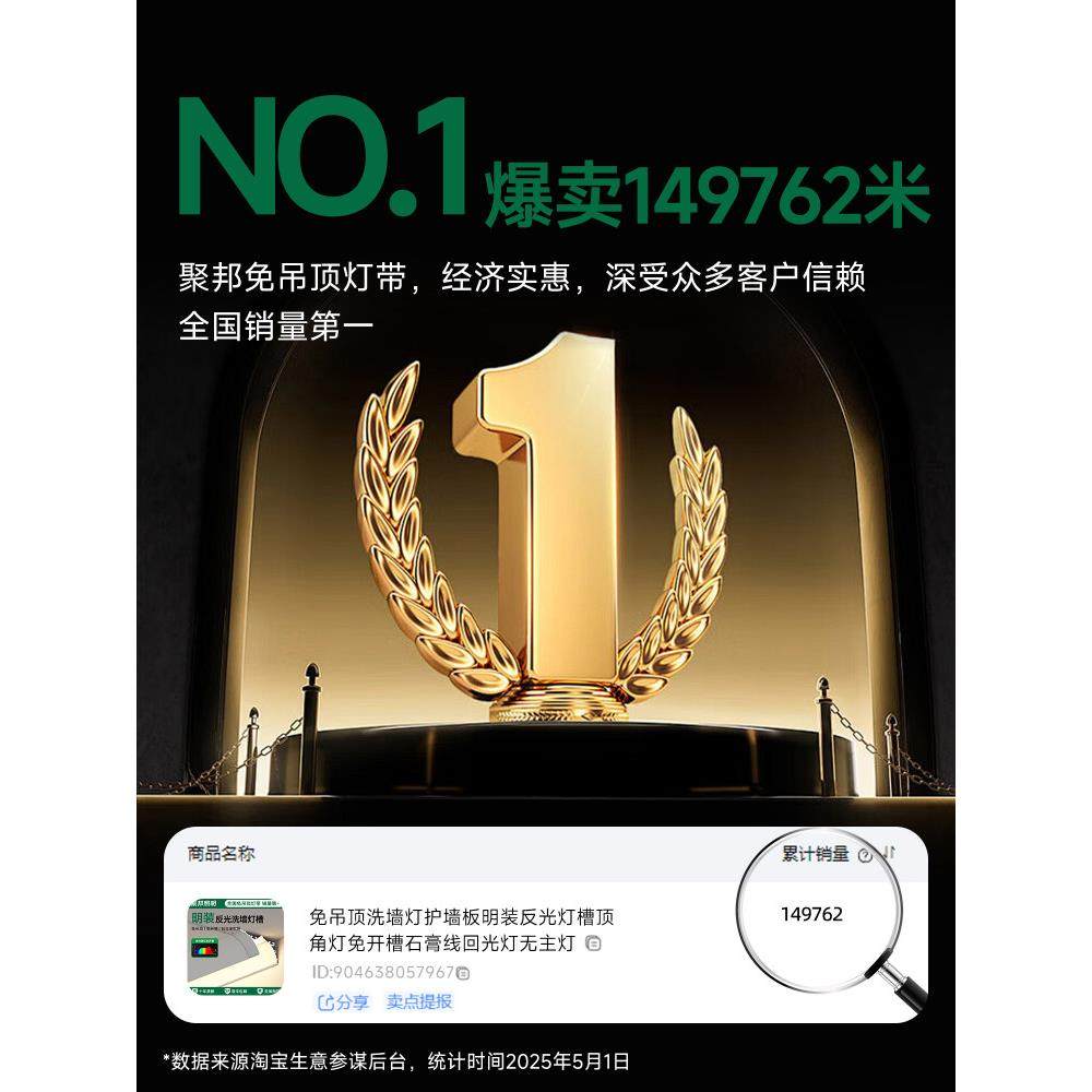 免吊顶洗墙灯护墙板明装反光灯槽顶角灯免开槽石膏线回光灯无主灯,淘宝优惠券,粉丝福利购,淘宝优惠卷
