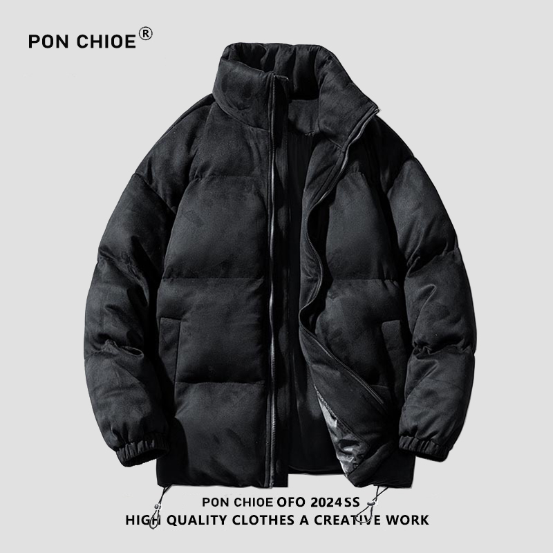 ponchioe冬季鹿皮绒棉衣男女同款加厚保暖时尚情侣装棉服外套休闲