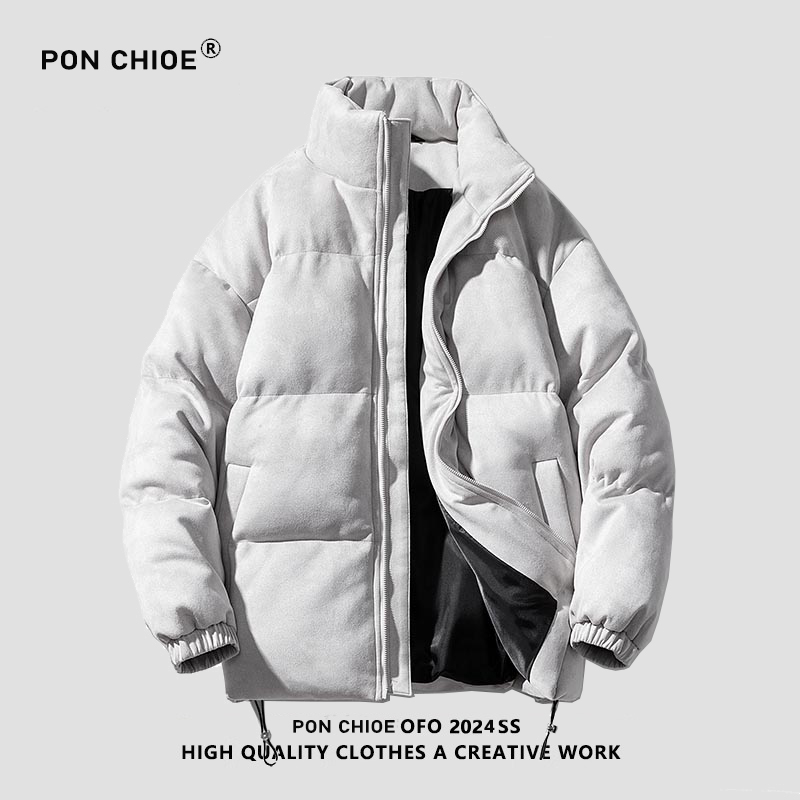 ponchioe冬季麂皮绒棉衣男女同款加厚保暖时尚情侣装棉服外套休闲