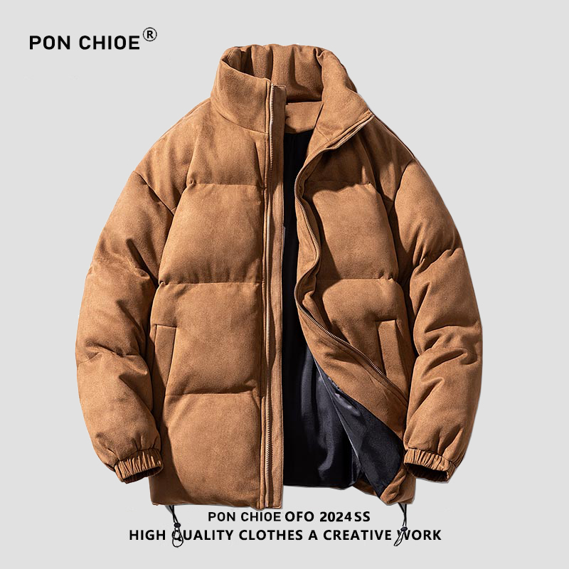 ponchioe冬季麂皮绒棉衣男女同款加厚保暖时尚情侣装棉服外套休闲