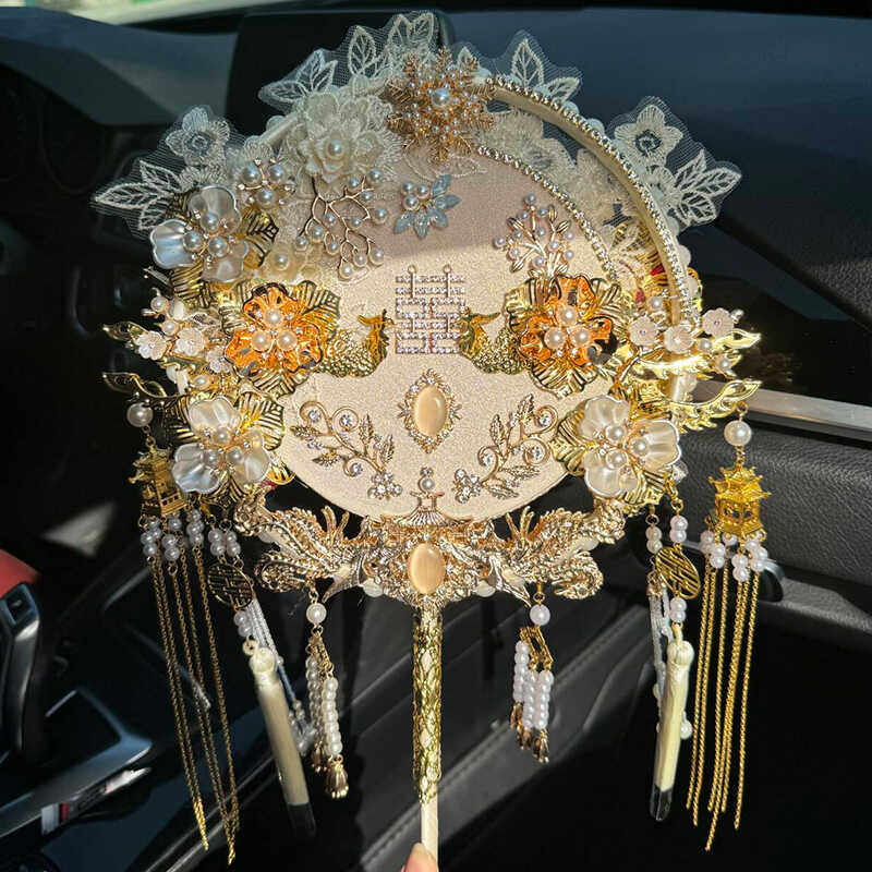 中式新娘团扇结婚diy材料包双面双色出嫁礼物喜扇婚礼秀禾手工扇,淘宝优惠券,粉丝福利购,淘宝优惠卷