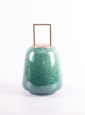 新中式翡绿陶瓷装饰罐盖饰物客厅玄关餐边柜酒店大堂摆件软装饰品