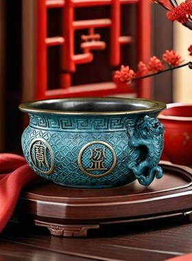 全铜聚宝盆招财缸摆件客厅米缸家居客厅铜缸铜工艺品乔迁开业礼品