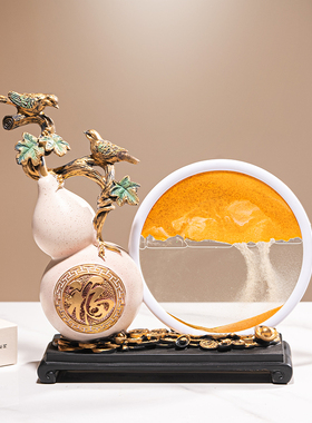 办公桌送领导长辈礼物流沙画招财福鹿葫芦摆件玄关客厅酒柜装饰品