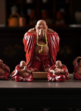 久造中式禅意弥勒佛摆件陶瓷招财大肚笑佛客厅办公室桌面装饰摆设