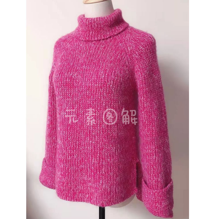 82拼色高领套衫 女士毛衣编织图解教程非视频羊绒羊毛,淘宝优惠券,粉丝福利购,淘宝优惠卷