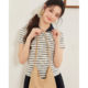 Aiyifu Striped T-shirt ຊຸດກະໂປງສັ້ນ Summer Korean Casual Sports Style Commuting Versatile Slim Skirt