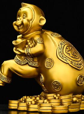 纯铜猴子摆件铜猴十二生肖猴摆设黄铜猴铜器装饰品家居工艺礼品摆