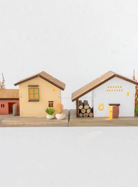 阿楹 日系小木屋装饰品摆件床头电视柜女孩书架家居开 放格展示架