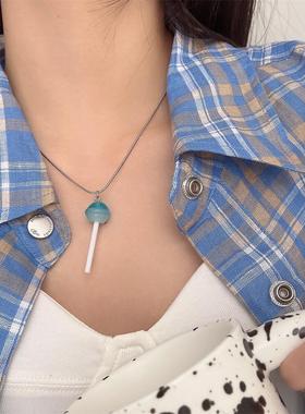 情人节创意ins棒棒糖项链可爱星星减龄少女锁骨链糖果色贝壳项链