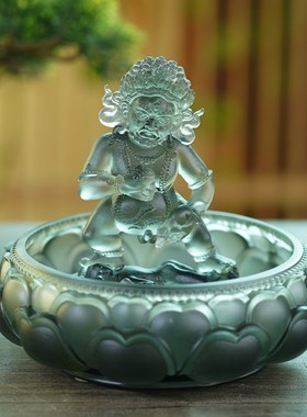 黑财神佛像摆件家居供奉摆件五姓财神琉璃佛像桌面摆件黄财神水供