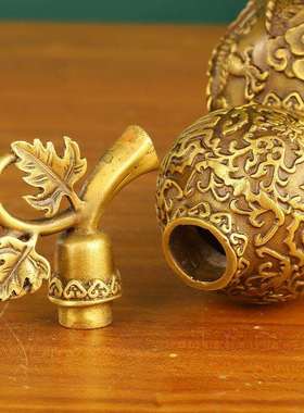 厂家带龙芦凤铜葫上开开167盖葫芦叶家口居摆件