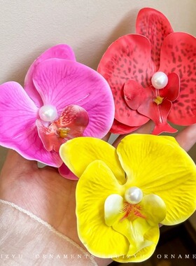 海边氛围感蝴蝶兰发夹女夏耳侧边刘海夹网红同款鸭嘴夹鸢尾花