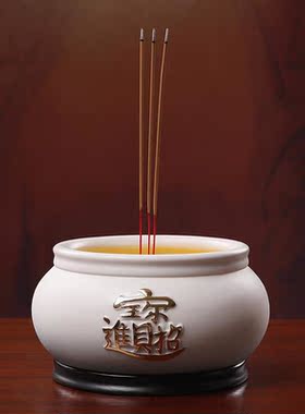 久畔陶瓷供奉香炉佛道仙家神像财神爷佛前插线 线香供具竹签香炉