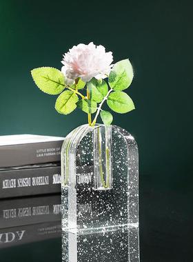 新款家居装简饰透明水晶花瓶气泡拱艺YT010门摆件轻奢约璃玻工品