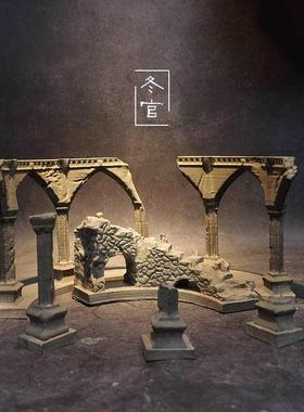 冬官品手作苔水泥鱼缸造F87T9M58景摆件装饰盆微景观废墟建藓筑物