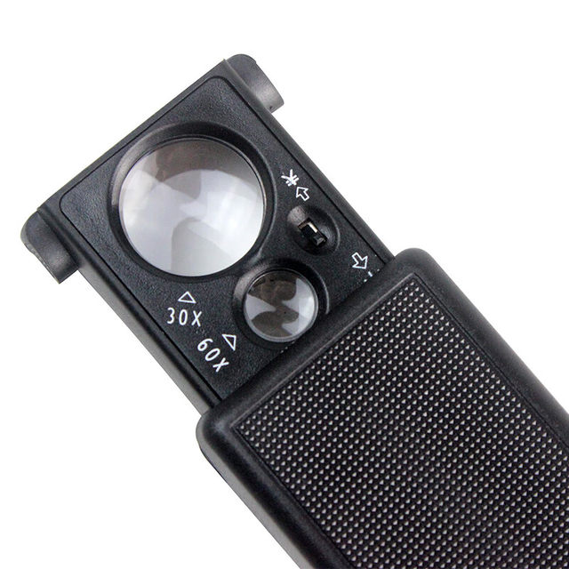 30x 60x double lens pull-out magnifying glass with LED light banknote inspection antique jade jewelry mirror