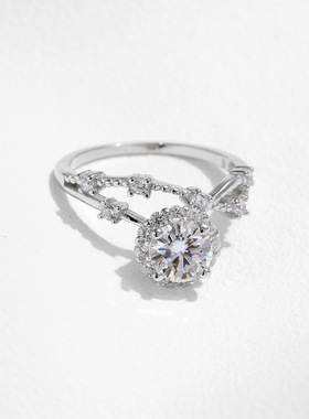 雅影莫桑钻S925纯银戒指女