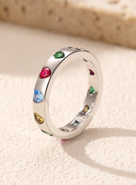 雅影爱心锆石S925纯银戒指女