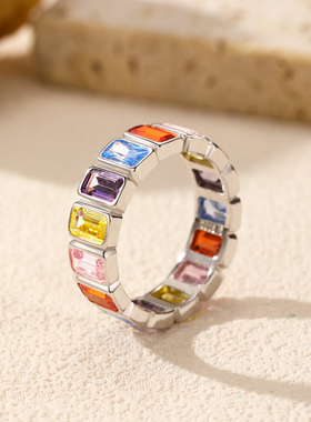 雅影多巴胺配色S925纯银戒指女