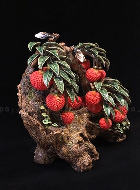 石湾公仔家居客厅办电视柜公室创意陶瓷荔枝摆件乔迁新居商务礼品