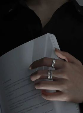 可重叠戒指男高级感开口可调节冷淡风小众男生食指个性男士单身戒