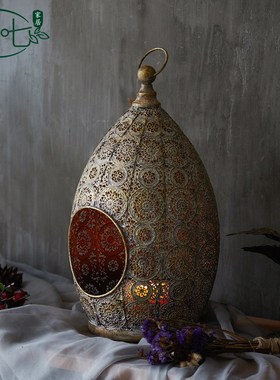 美式镂空烛台复古做旧民宿餐桌工艺客厅摆件婚庆烛光晚餐摄影道具